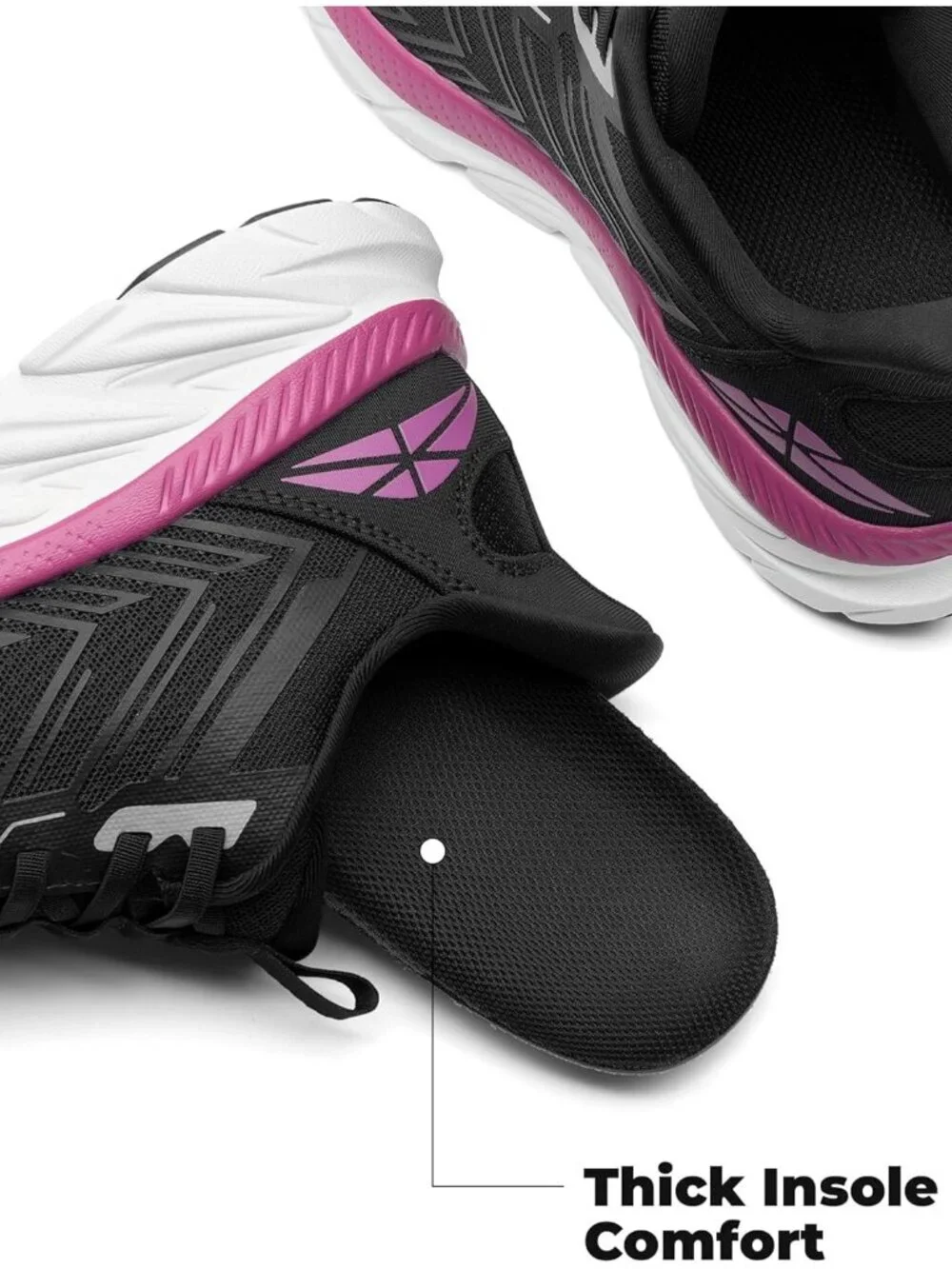 Women's Black Slip On Walking Shoes Running Comfortable Breathable Sneakers